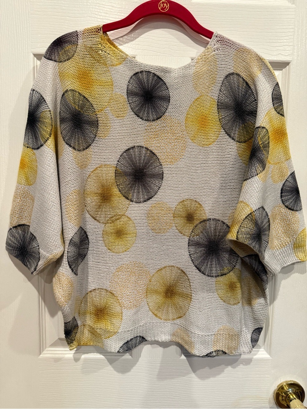 Luisa Ricci Made in Italy Abstract Circle Print Knit Top Art to Wear Casual Sz M